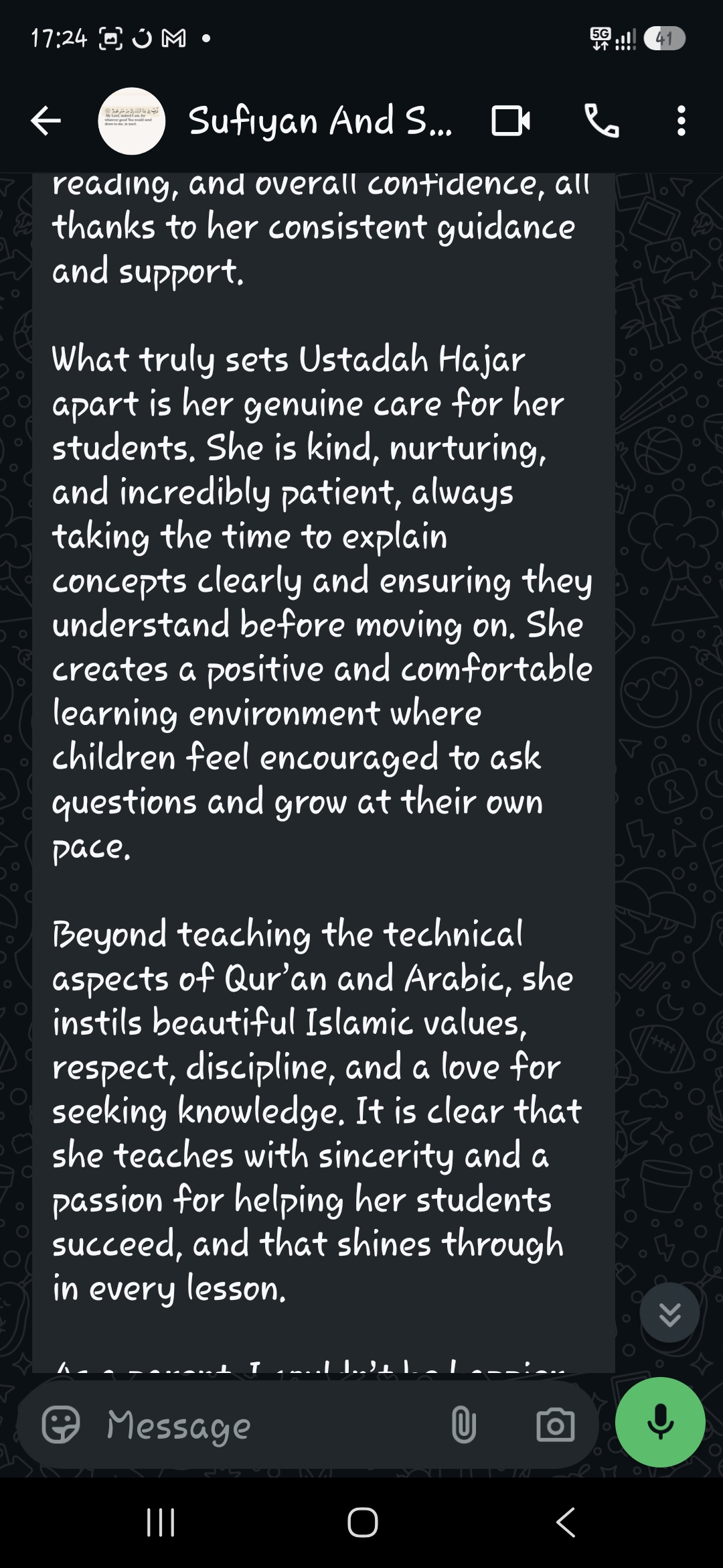 Student review from Mother of Sufiyan & Sulayman